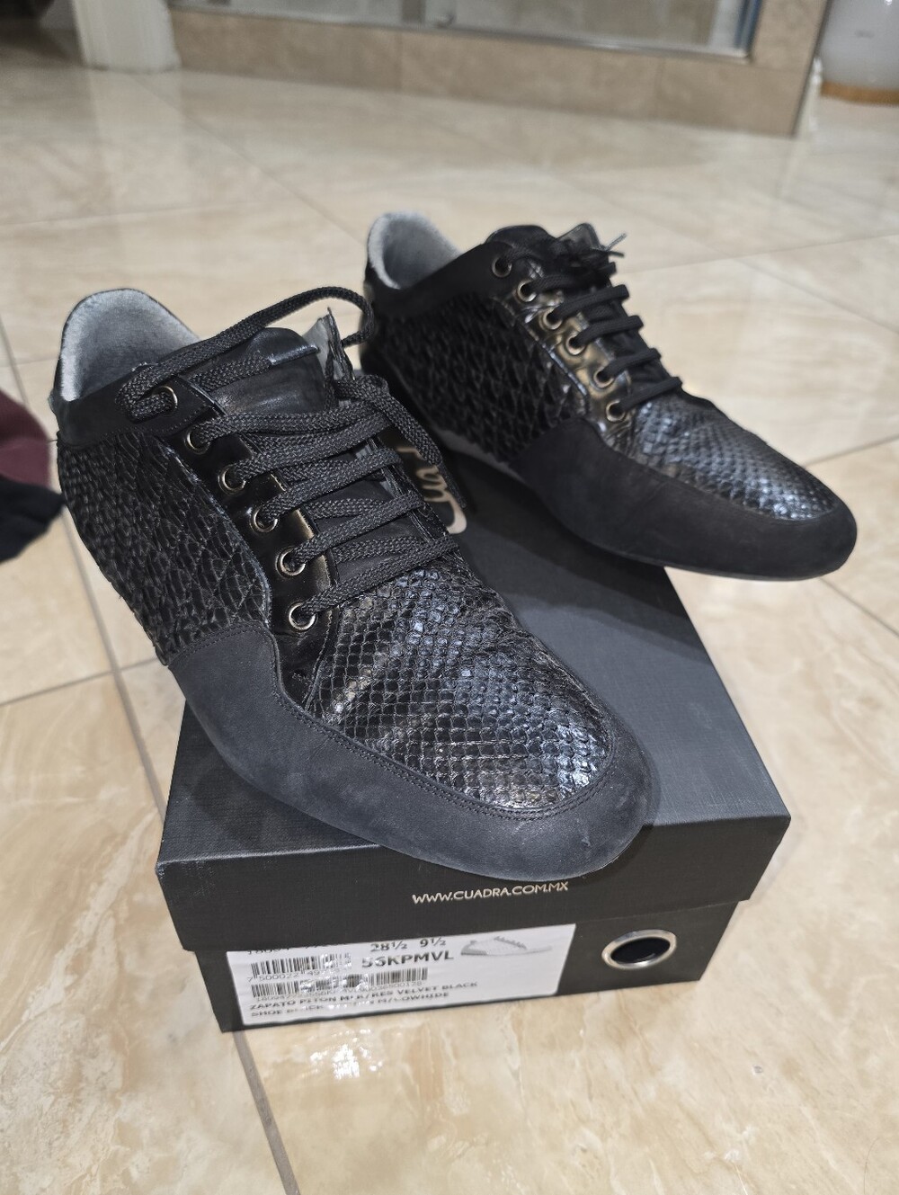 Franco Cuadra Men's Black Python & Cowhide Casual Sneakers